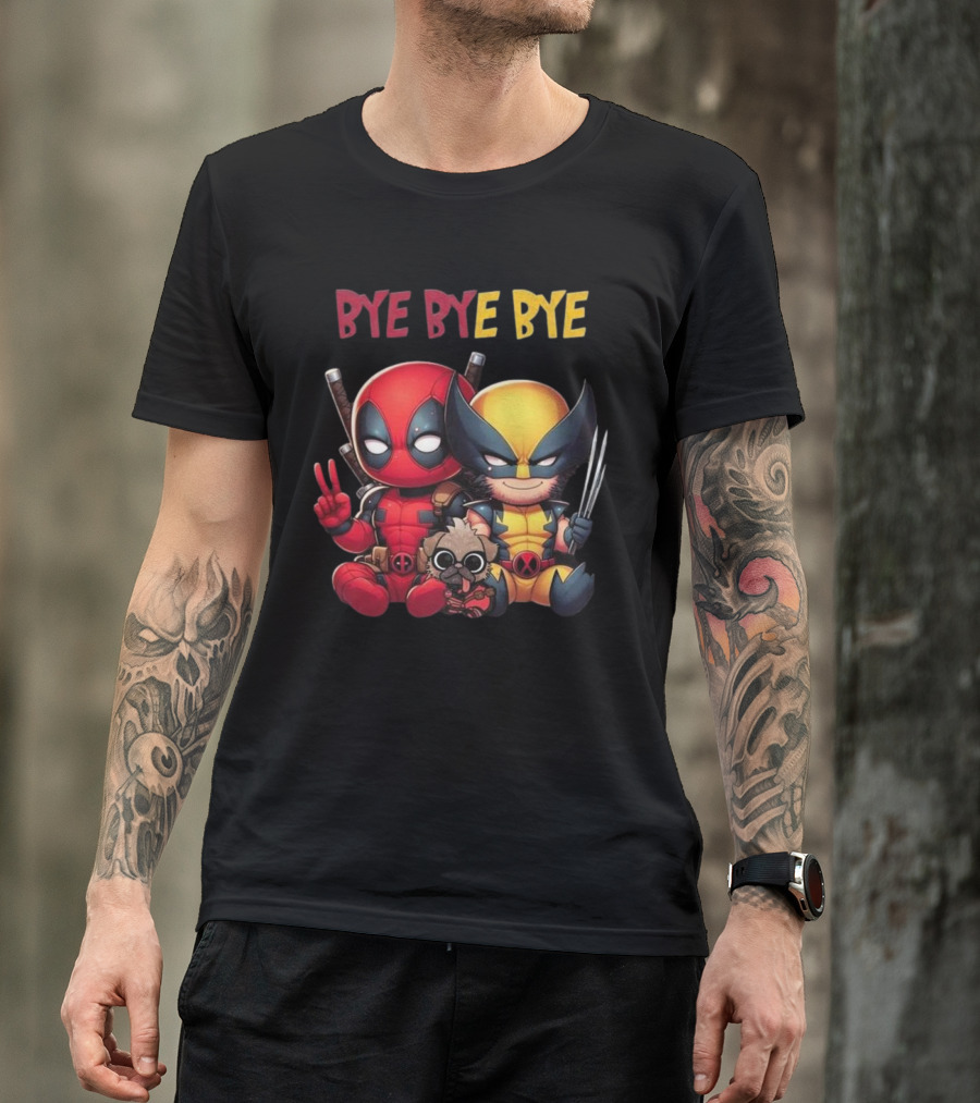 Deadpool Wolverine Bye Bye Bye Best Song For Hero Cute Chibi T-Shirt