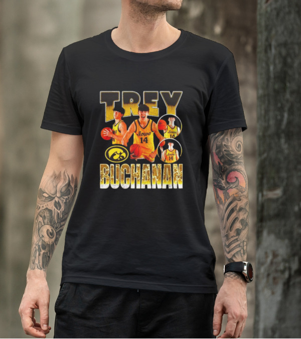 Trey Buchanan Iowa Hawkeyes Basketball Team Retro Jersey Number 14 T-Shirt
