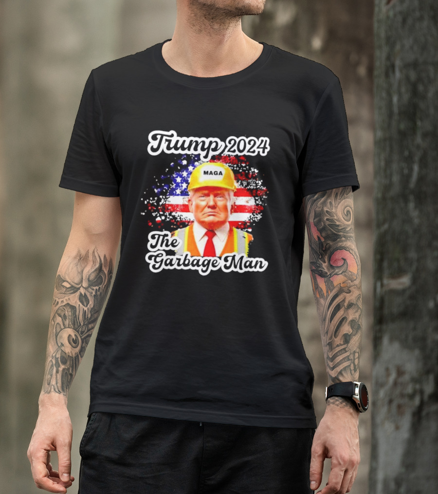 Trump 2024 MAGA The Garbage Man USA Flag T-Shirt