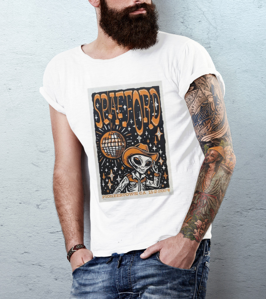 Spafford Pioneertown CA 11-2-2024 Alien Disco Cowboy Scene T-Shirt