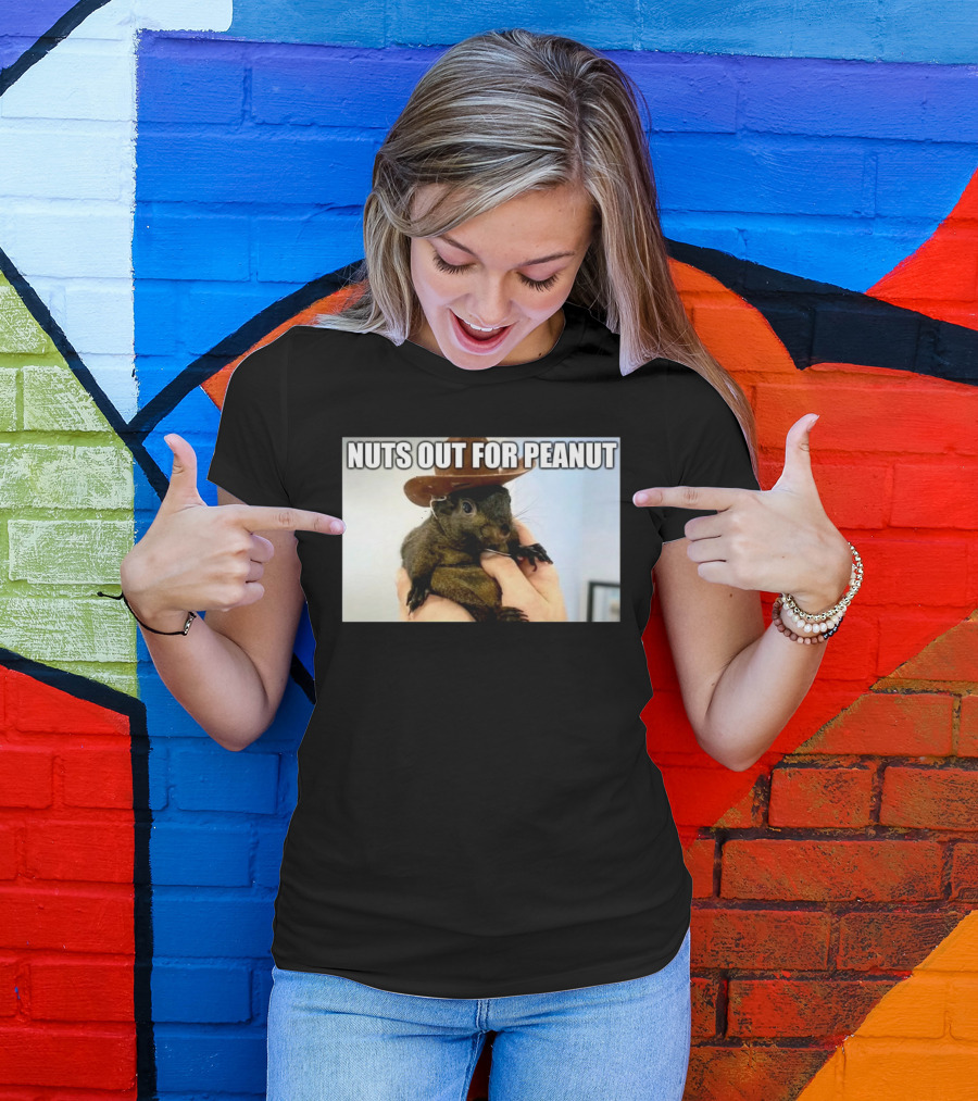 Justice For Peanut Nuts Out For Peanut 2024 Squirrel With Hat Meme T-Shirt