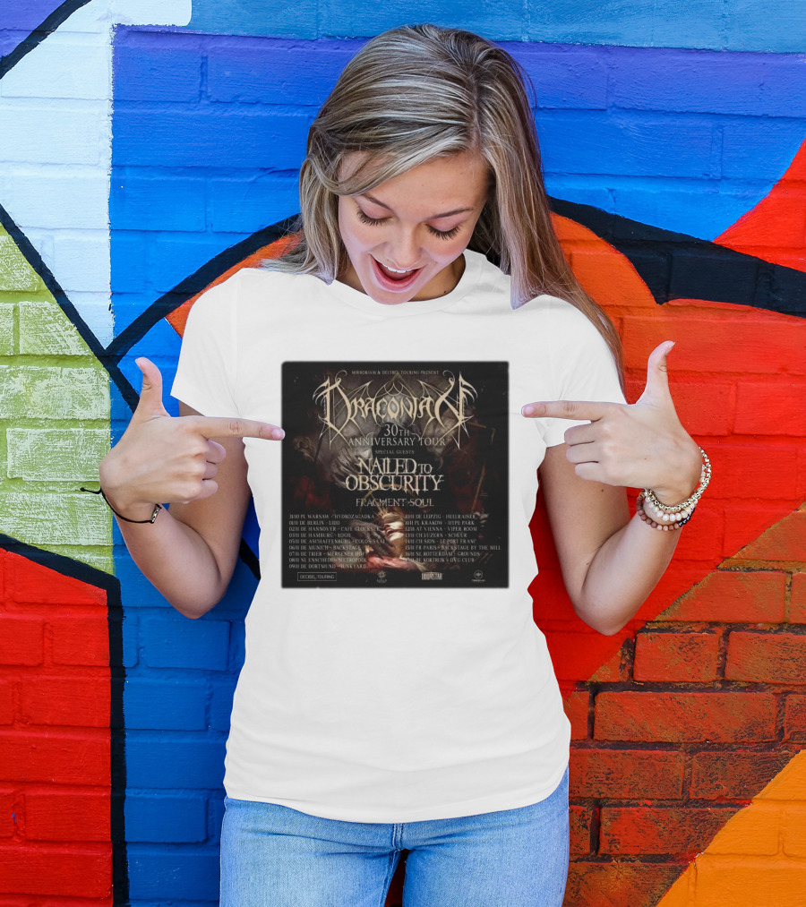Draconian 30th Anniversary Tour Special Guests Nailed To Obscurity Fragment Soul T-Shirt
