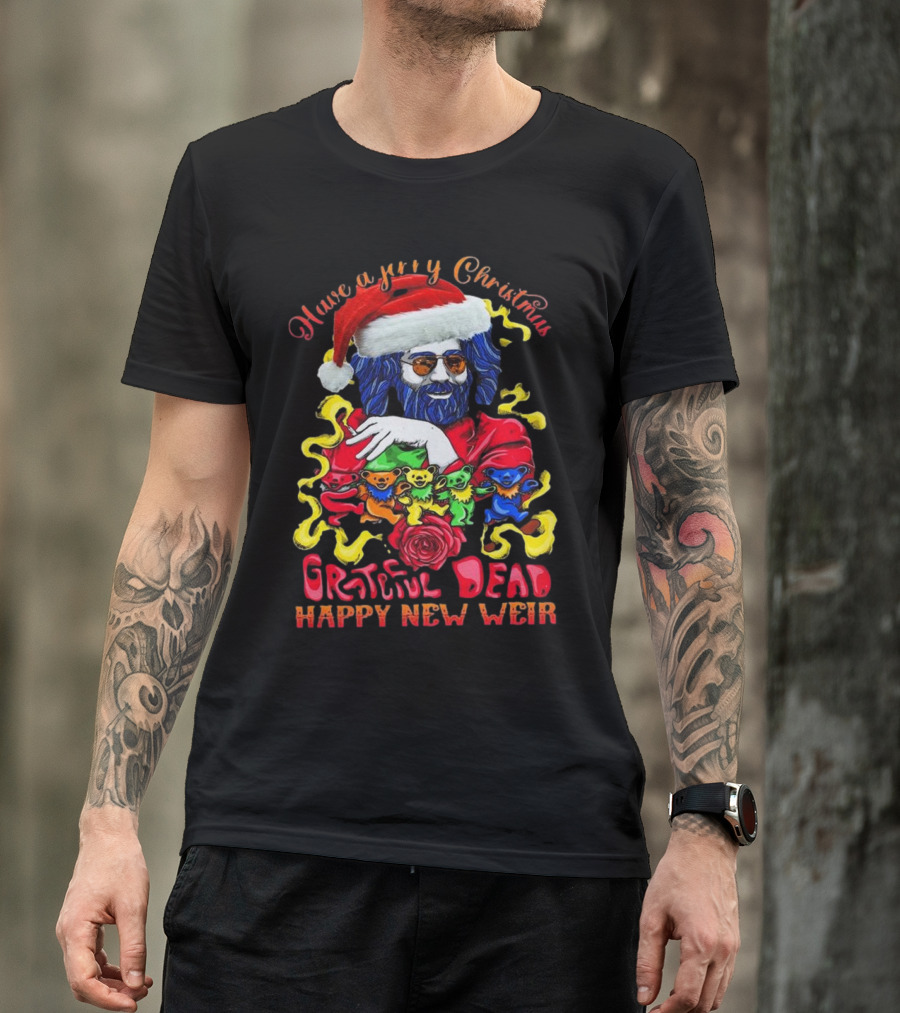 Have A Jerry Christmas Grateful Dead Happy New Weir 2024 Psychedelic Bears Santa Hat T-Shirt