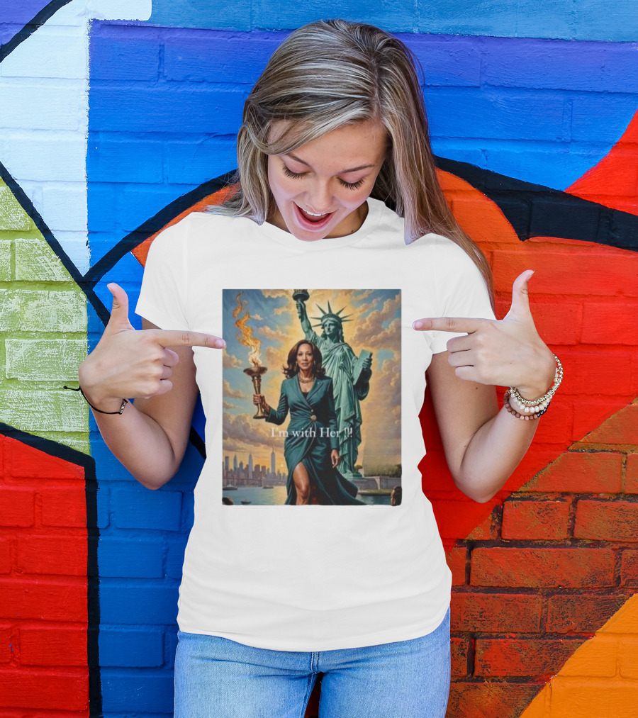 Kamala Harris I'm With Her Liberty Torch 2024 Election Vintage Statue Of Liberty T-Shirt