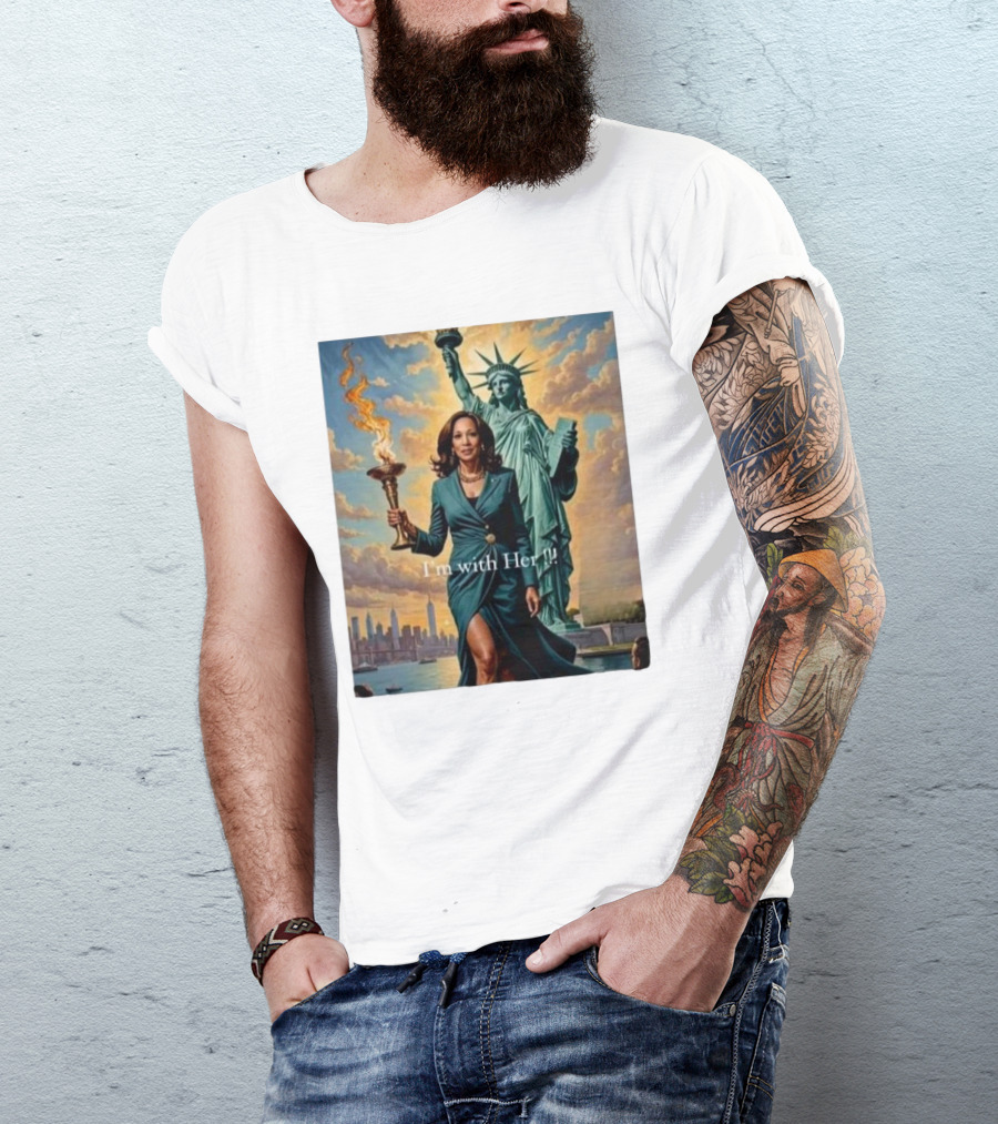 Kamala Harris I'm With Her Liberty Torch 2024 Election Vintage Statue Of Liberty T-Shirt