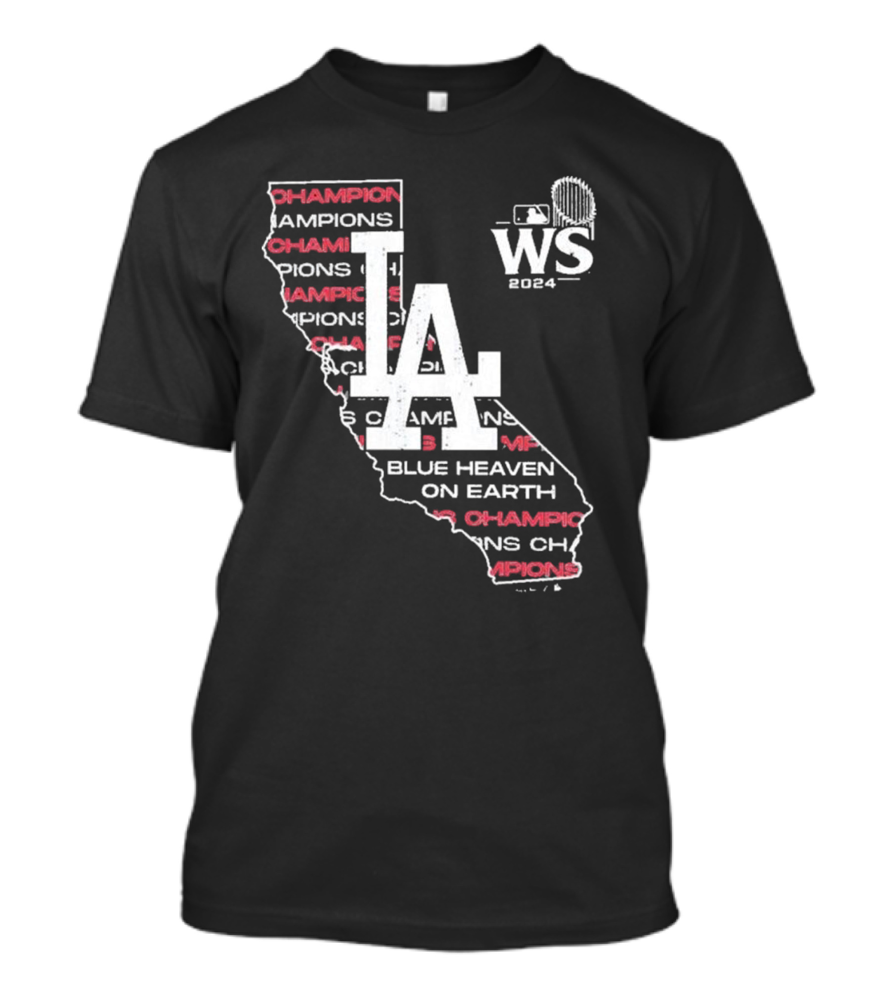 Los Angeles Dodgers 2024 WS Champions Blue Heaven On Earth LA City Map T-Shirt