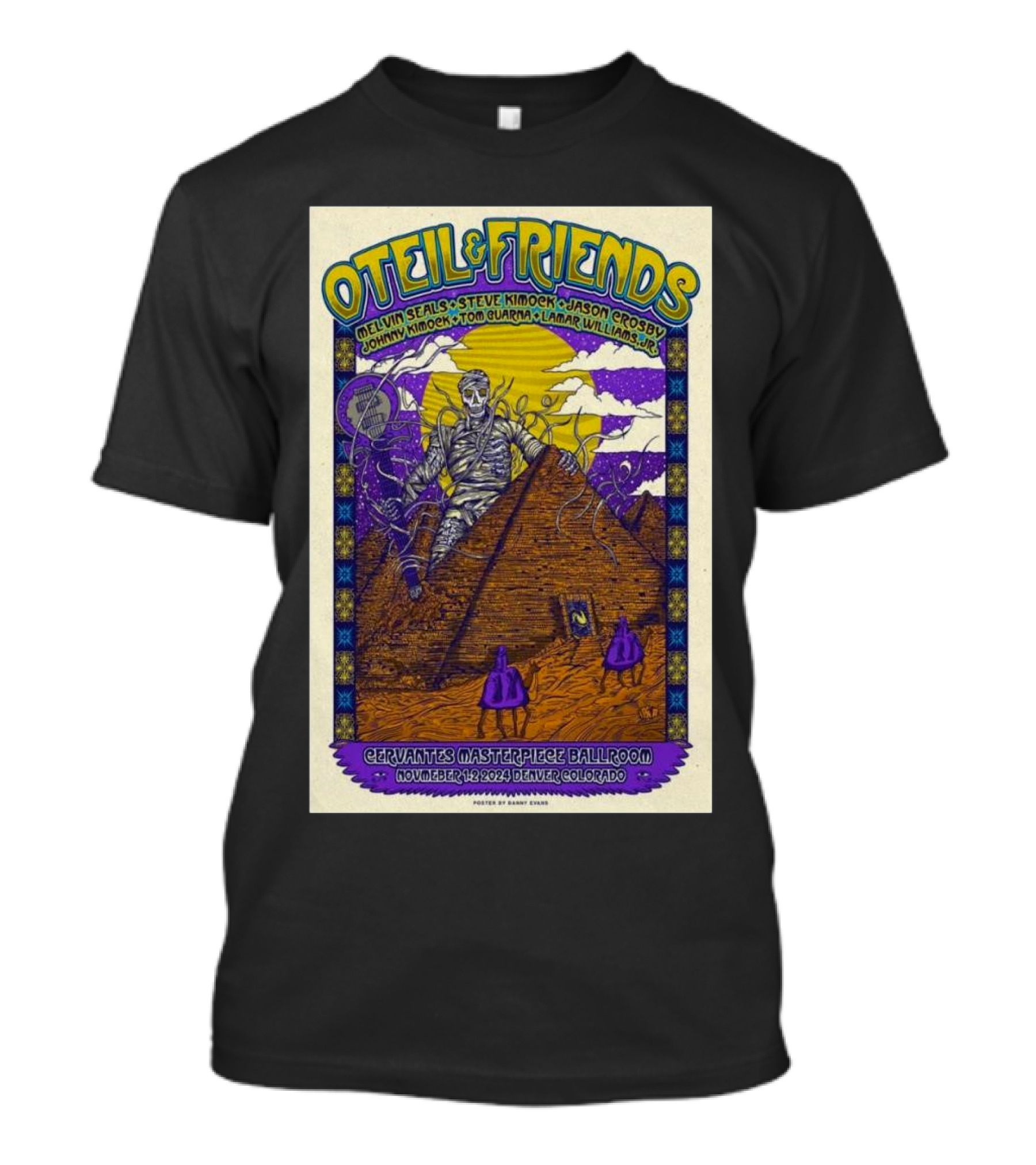 Oteil And Friends Denver Event 1-2 Nov 2024 Cervantes Masterpiece Ballroom Tour Featuring Melvin Seals, Steve Kimock, Jason Crosby, Johnny Kimock, John Gumby, Lamar Williams Jr T-Shirt