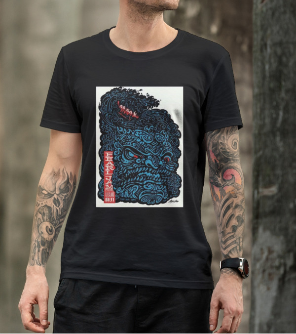 Pearl Jam Dark Matter World Tour With Pixies And Liam Finn Auckland New Zealand Go Media Stadium Mt Smart Nov 8 2024 Poster Wave Monster T-Shirt