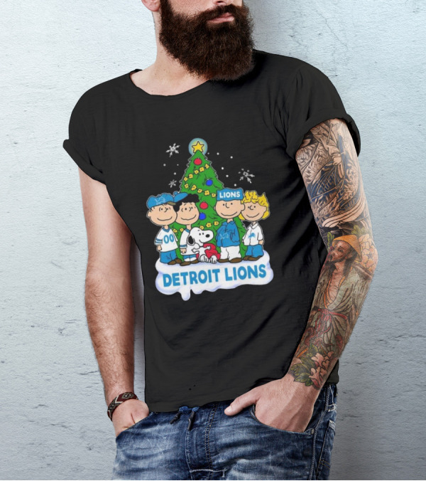 Detroit Lions Peanuts Merry Christmas T-Shirt