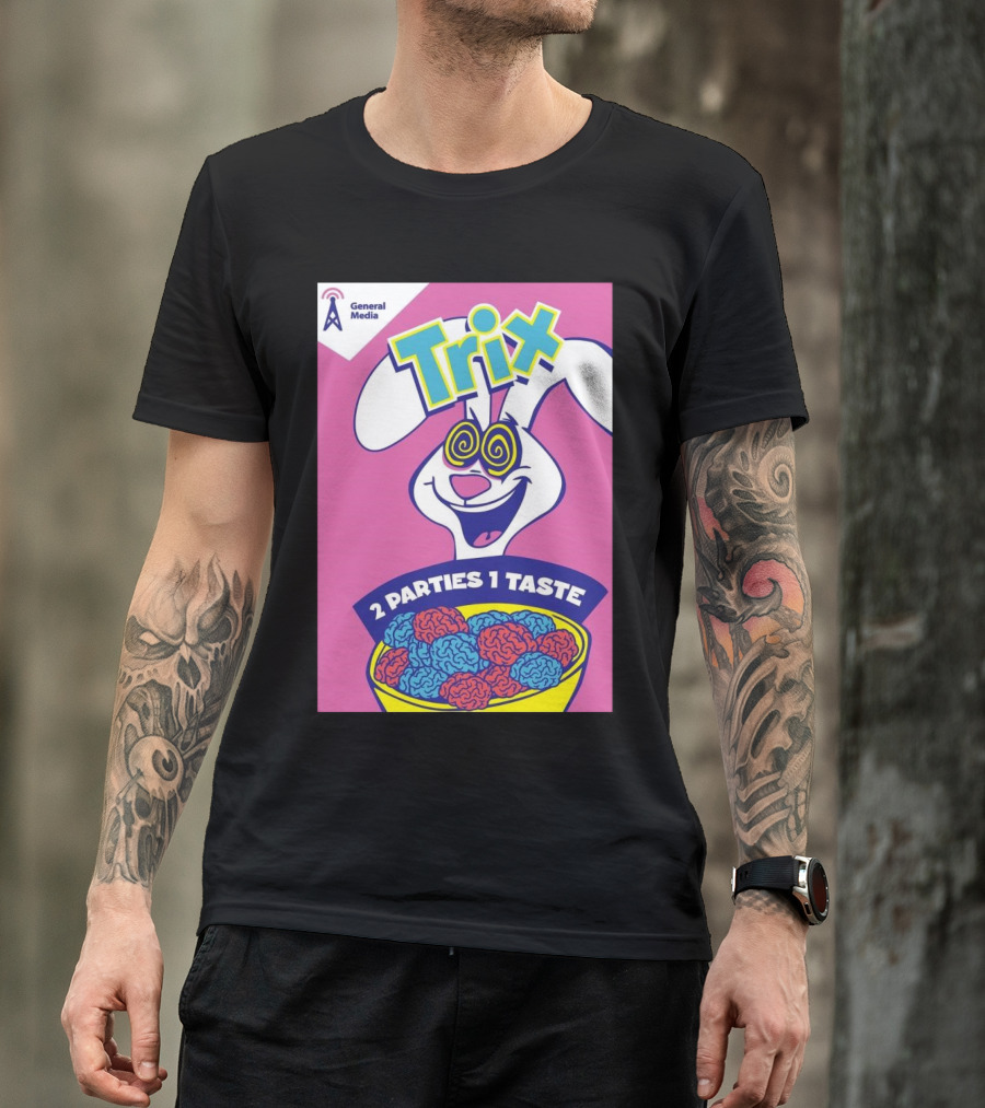 Trix Cereal Bunny With Swirled Eyes And Brain Bowl 2 Parties 1 Taste General Media T-Shirt