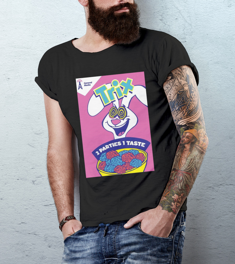 Trix Cereal Bunny With Swirled Eyes And Brain Bowl 2 Parties 1 Taste General Media T-Shirt