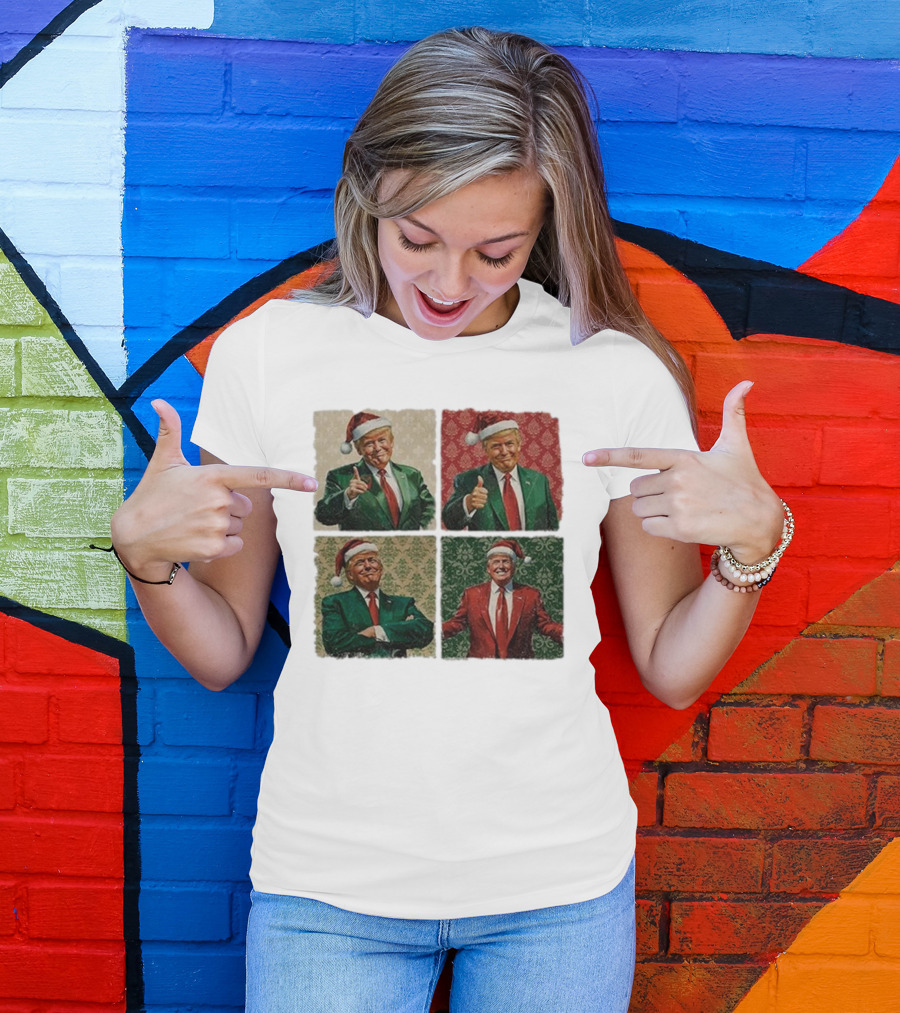 Boho Christmas Trump Santa 2024 Holiday Thumbs Up T-Shirt