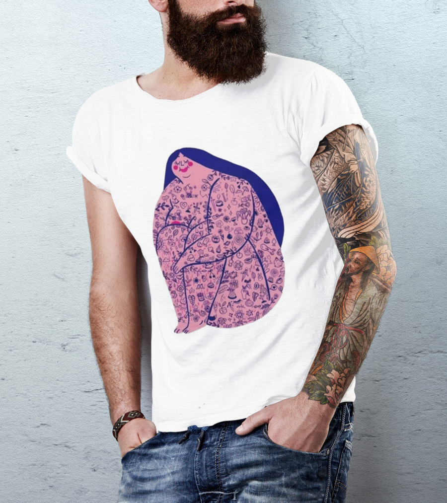 Marie Boiseau Tatouée Pink Figure With Detailed T-Shirt