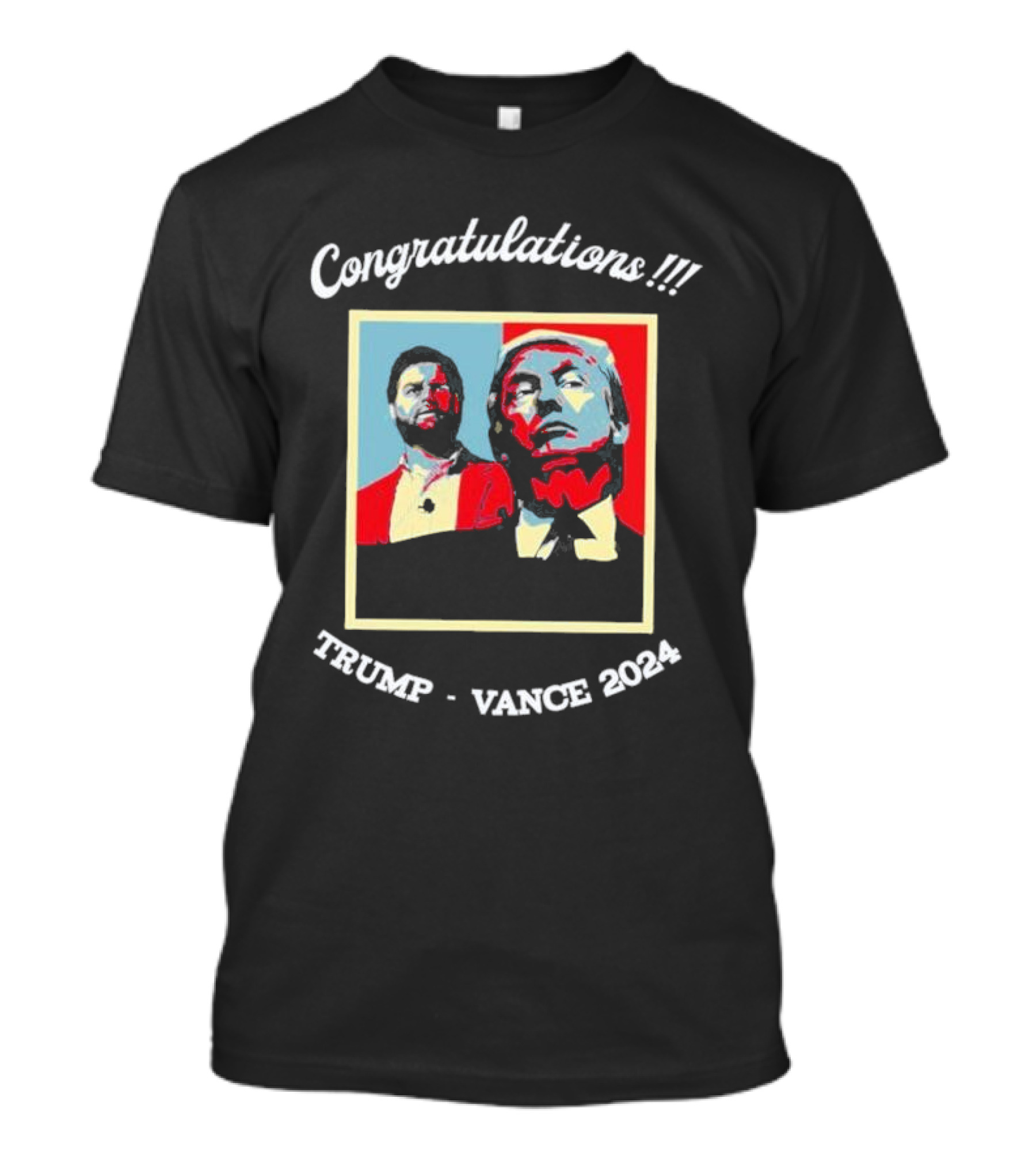 Congratulations Trump Vance 2024 Portrait With Red Blue Background T-Shirt