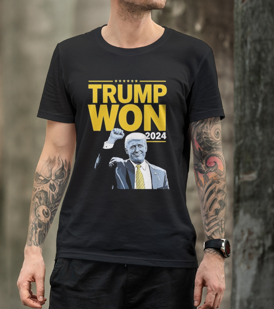 Trump Won 2024 Five Stars Patriotic Image T-Shirt