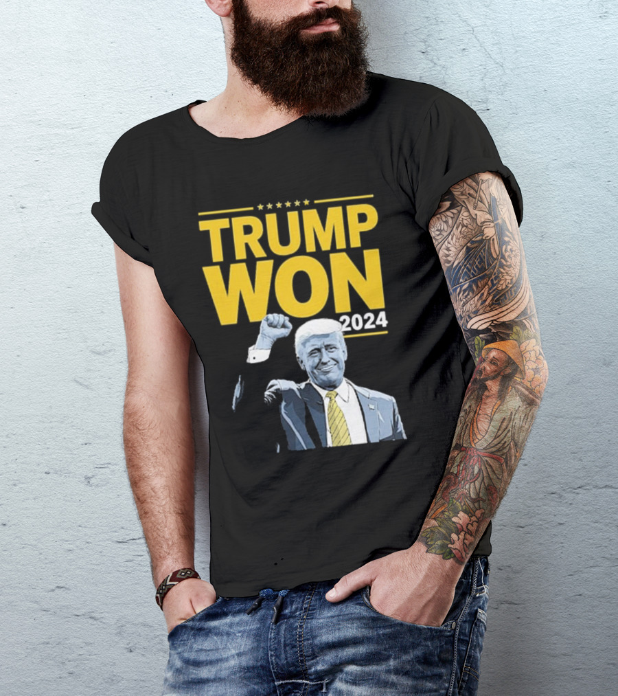 Trump Won 2024 Five Stars Patriotic Image T-Shirt