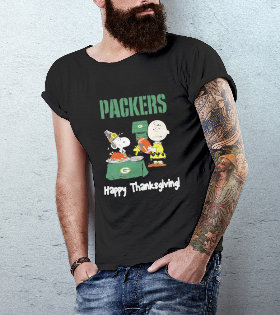 Charlie Brown Snoopy Packers Happy Thanksgiving T-Shirt