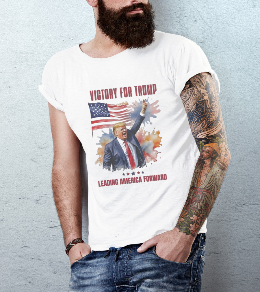 Victory For Trump Leading America Forward Trump Won 2024 United States Flag T-Shirt