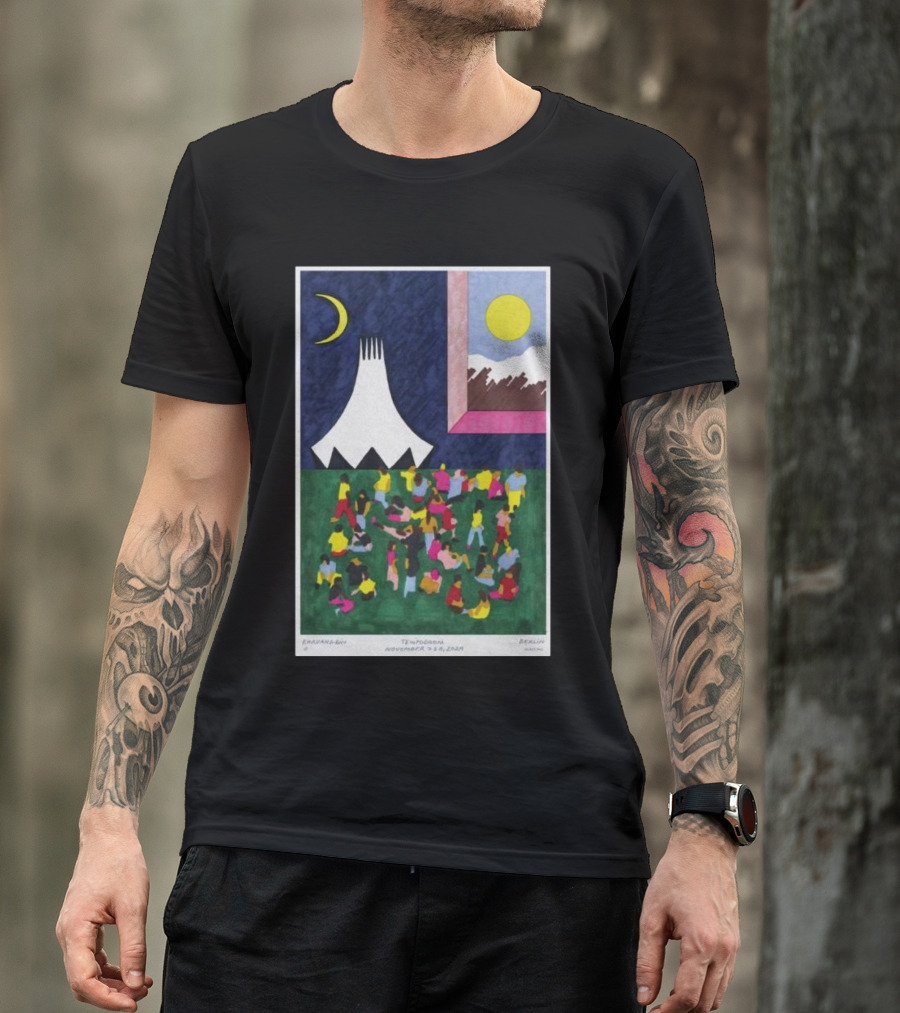 Khruangbin November 7-8 2024 Berlin Artwork With Colorful Crowd And Night Sky Motif T-Shirt