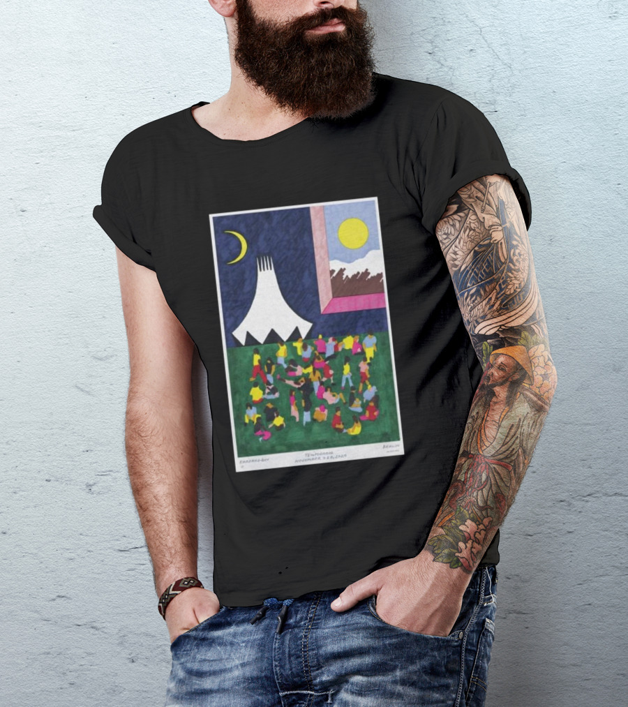 Khruangbin November 7-8 2024 Berlin Artwork With Colorful Crowd And Night Sky Motif T-Shirt