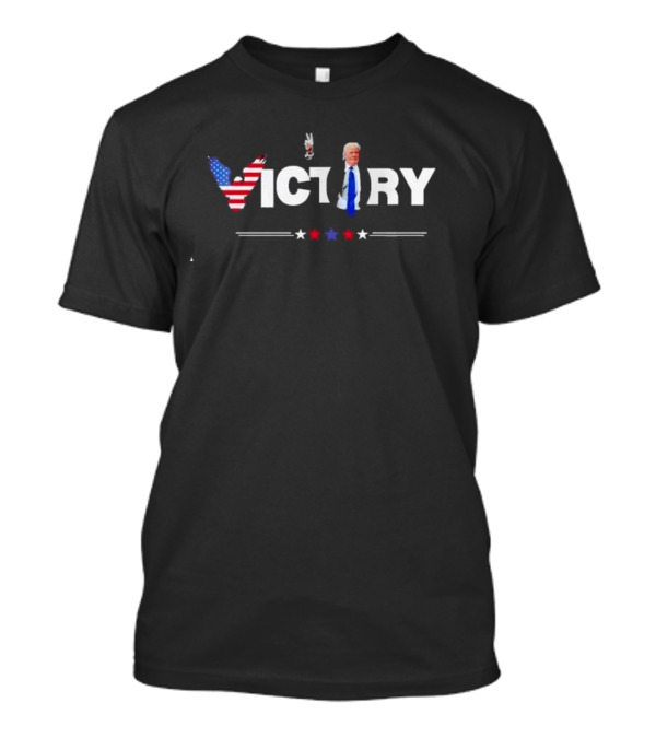Victory President Trump USA Flag Peace Sign T-Shirt