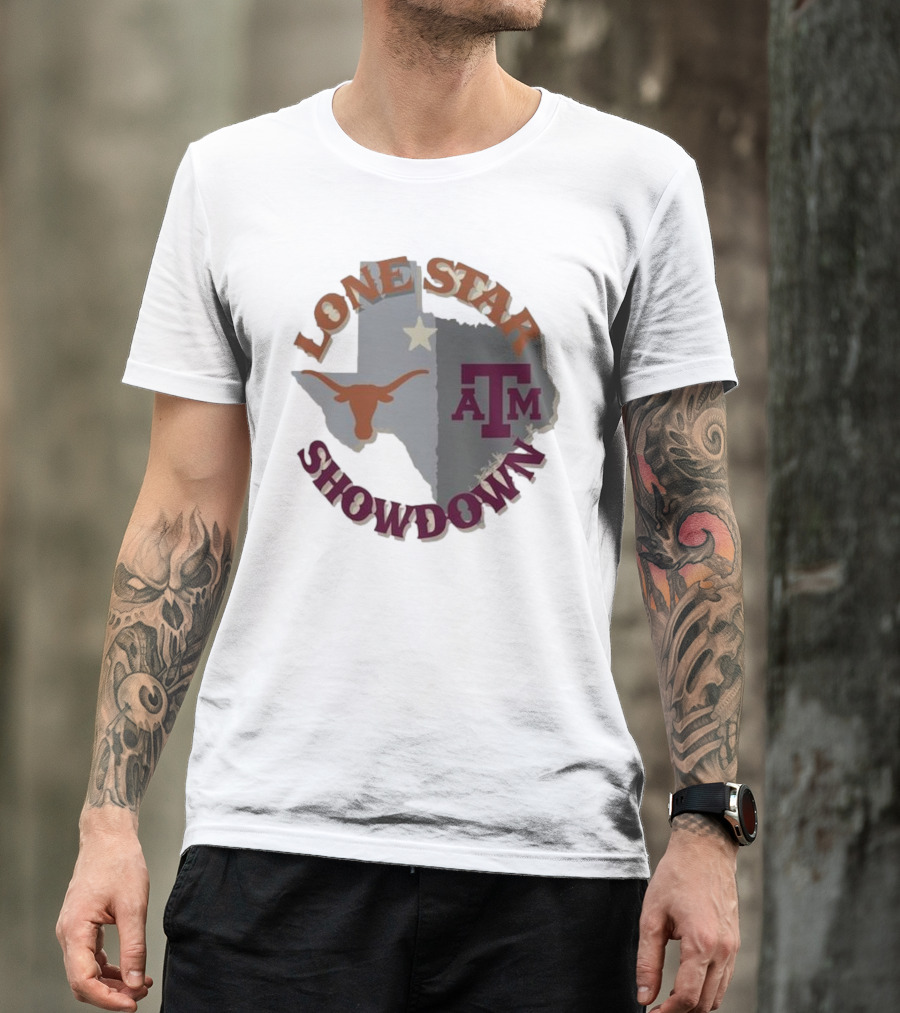 Texas A&M Aggies Vs Texas Longhorns Lone Star Showdown 2024 Map T-Shirt