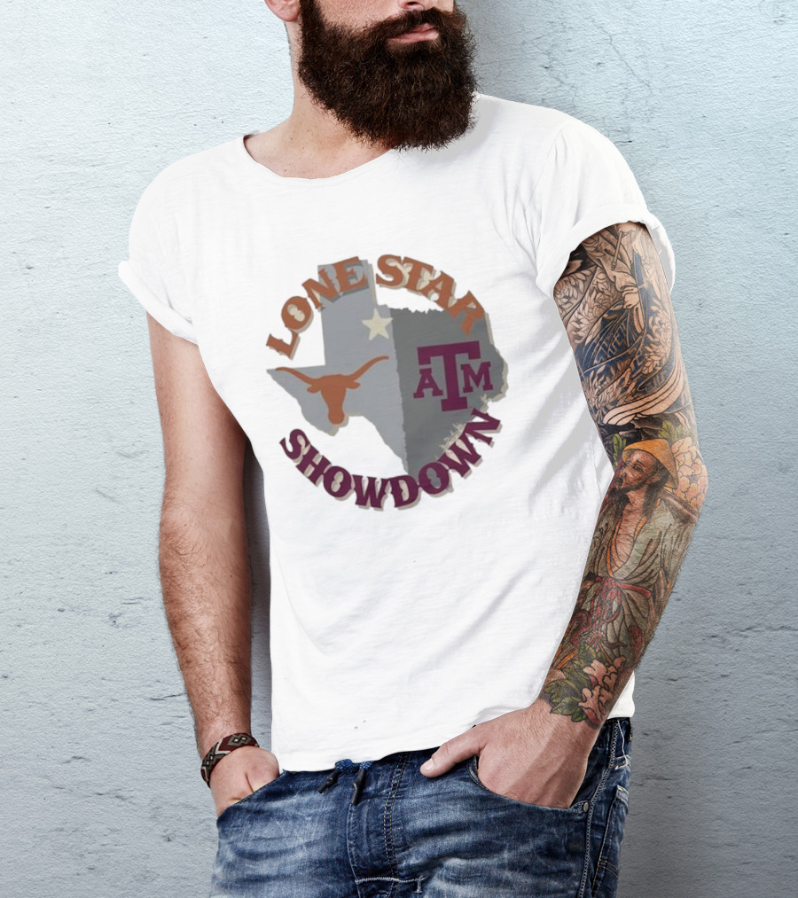 Texas A&M Aggies Vs Texas Longhorns Lone Star Showdown 2024 Map T-Shirt