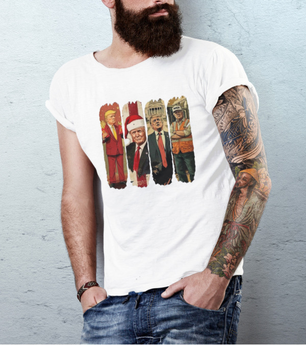 Trump Won 2024 We Won America Again 2024 Santa Hat MAGA Construction Worker T-Shirt
