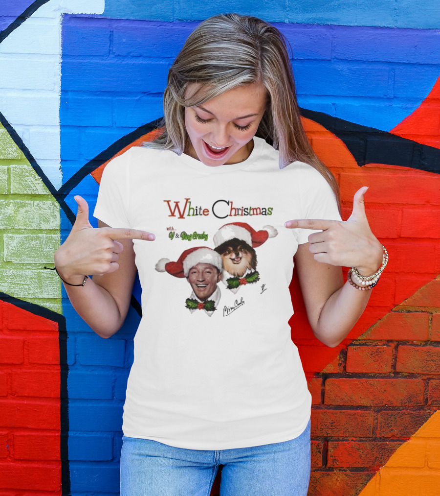 White Christmas With V And Bing Crosby Santa Hats And Holly T-Shirt
