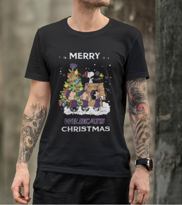 Merry Wildcats Christmas 2024 Kansas State Snoopy And Friends T-Shirt