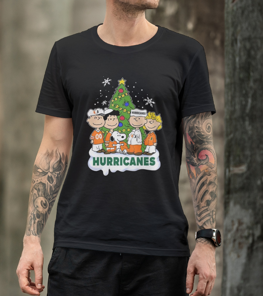 Miami Hurricanes Snoopy And Friends Christmas Tree T-Shirt