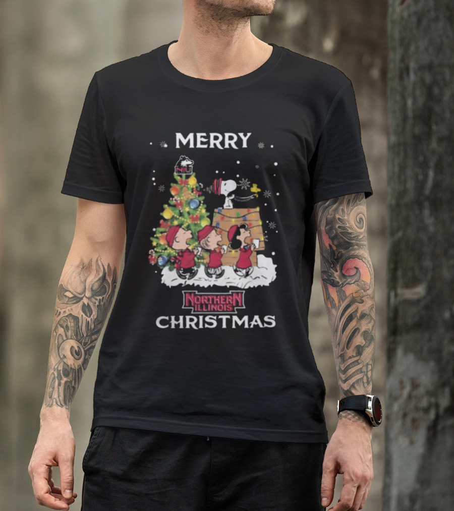 Merry Christmas 2024 Snoopy And Friends Northern Illinois Huskies T-Shirt