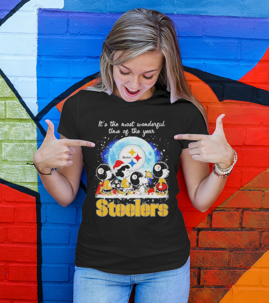 Peanuts Steelers Christmas It's The Most Wonderful Time Of The Year T-Shirt