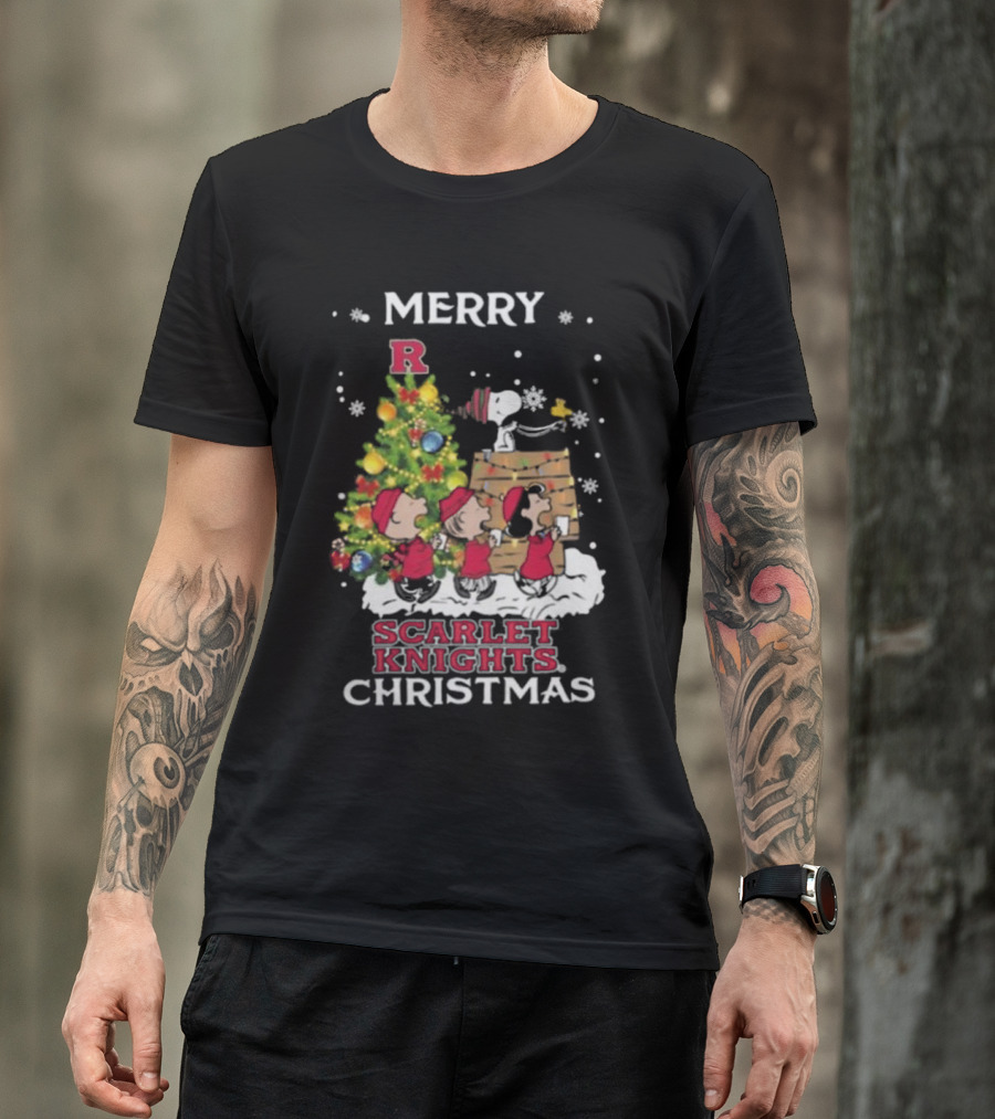 Merry Christmas Rutgers Scarlet Knights Snoopy And Friends T-Shirt