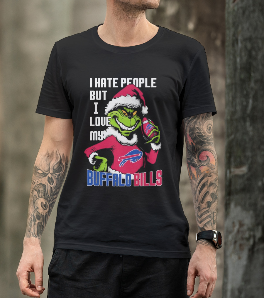 I Hate People But I Love My Buffalo Bills Santa Grinch T-Shirt