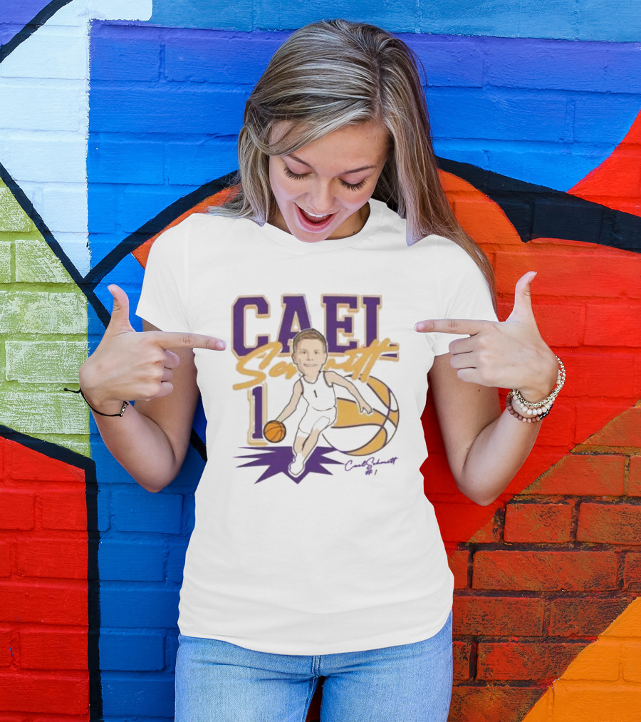 Cael Schmitt Northern Iowa Panthers Basketball Signature Cartoon Player Cael Schmitt #1 T-Shirt