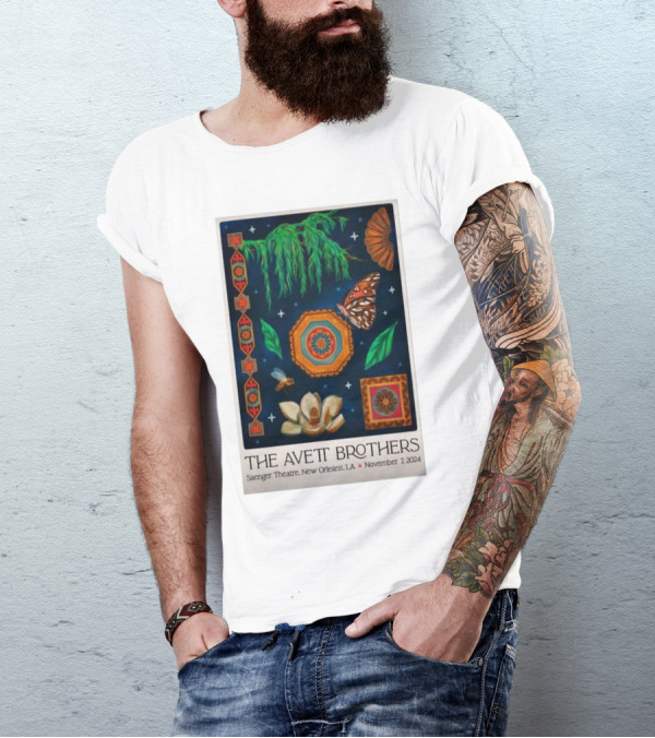 The Avett Brothers November 7 2024 Saenger Theatre New Orleans LA Tour Magnolia And Butterfly T-Shirt