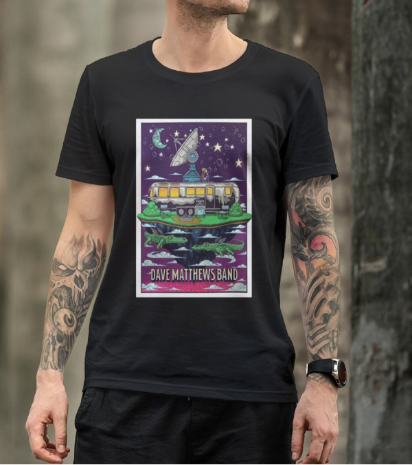 Dave Matthews Band 30th Anniversary Under The Table And Dreaming Floating Caravan With Alligators Moon And Stars T-Shirt