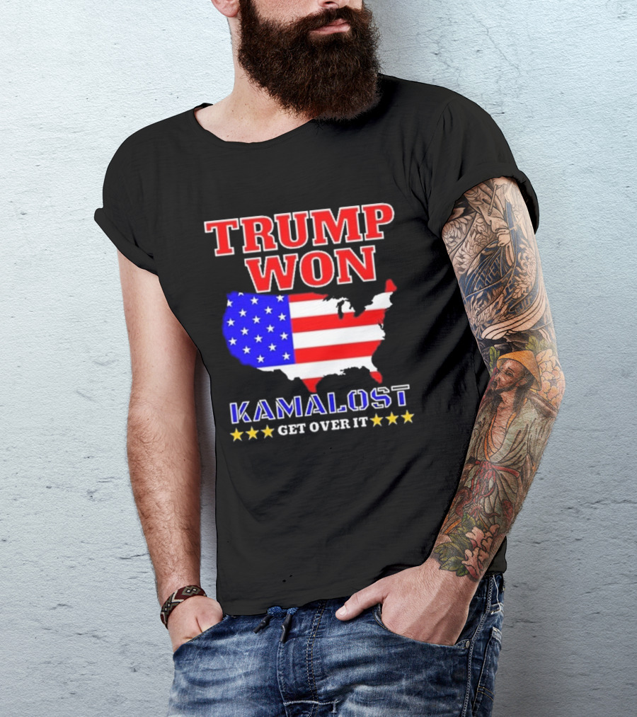 Trump Won Kamalalost Get Over It USA Map Stars T-Shirt