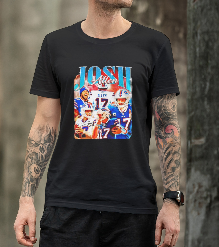 Josh Allen 17 Buffalo Bills Signature Vintage Retro Bootleg 90s T-Shirt