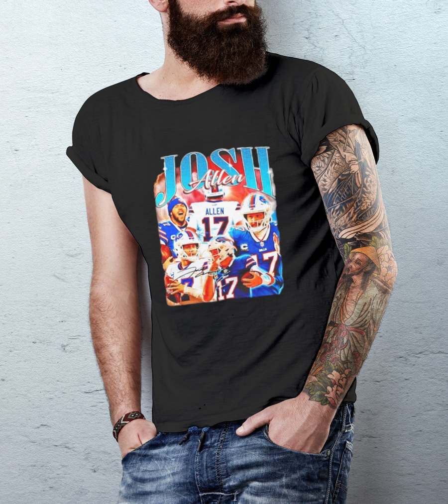 Josh Allen 17 Buffalo Bills Signature Vintage Retro Bootleg 90s T-Shirt