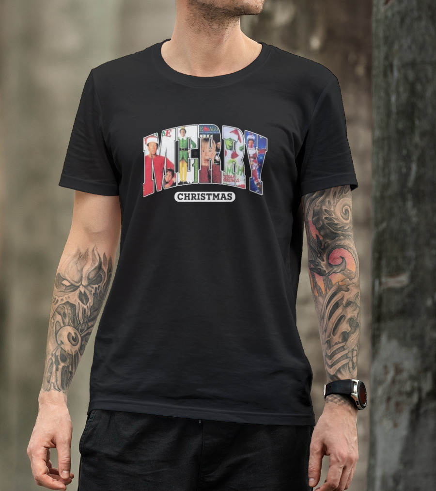 Merry Christmas Collection Movie Characters For Fans T-Shirt