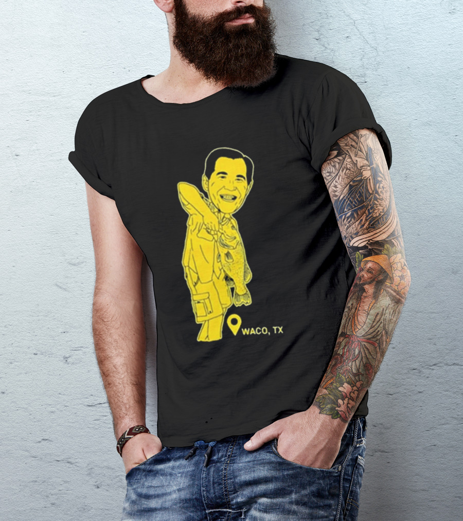 Scott Drew Fishing Caricature Waco TX T-Shirt
