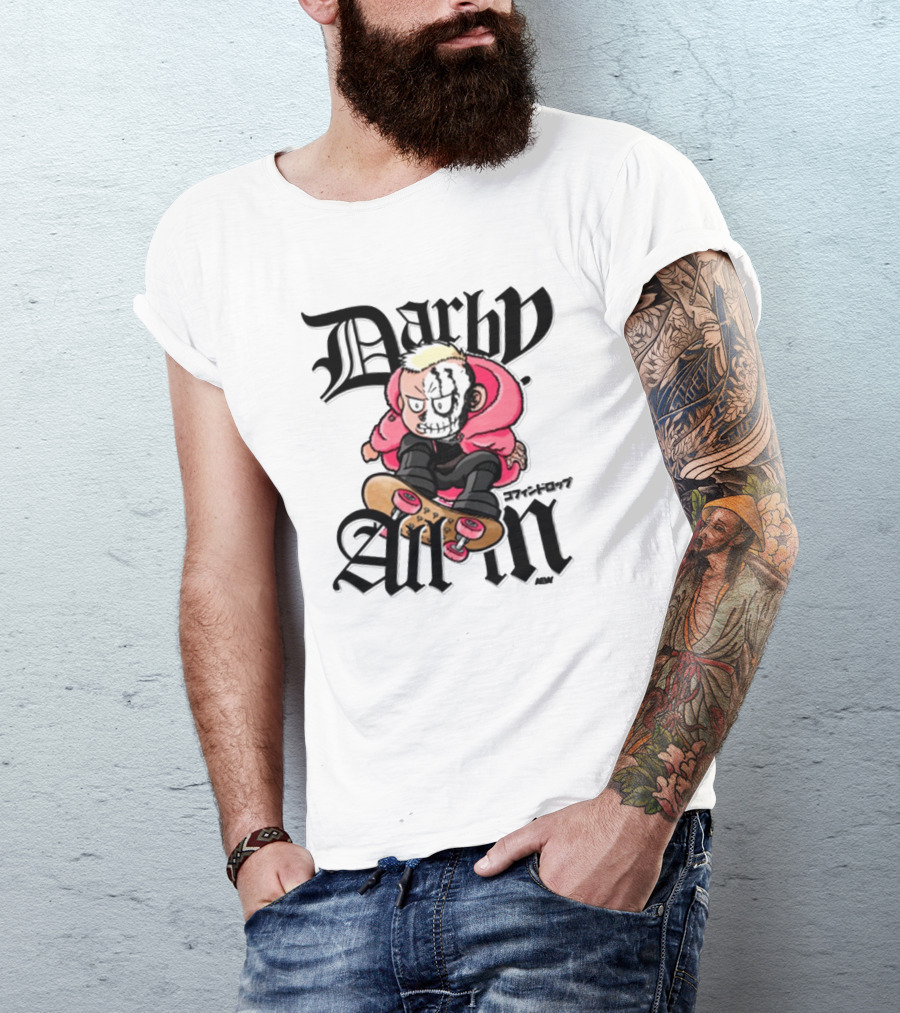 Darby Allin Skateboarding Cartoon Character With Face Paint T-Shirt