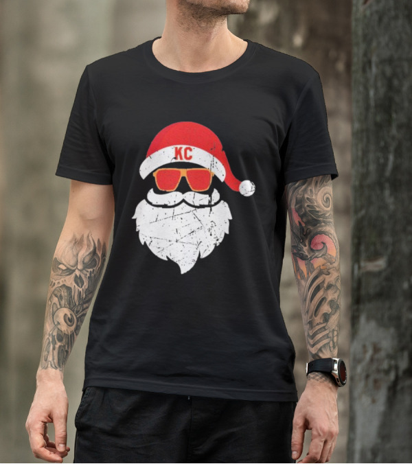 Kansas City Chiefs KC Santa Claus Christmas Holiday T-Shirt