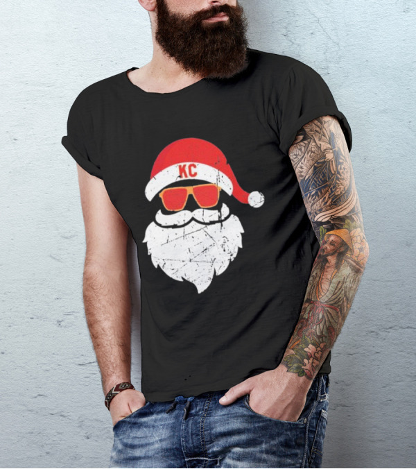 Kansas City Chiefs KC Santa Claus Christmas Holiday T-Shirt