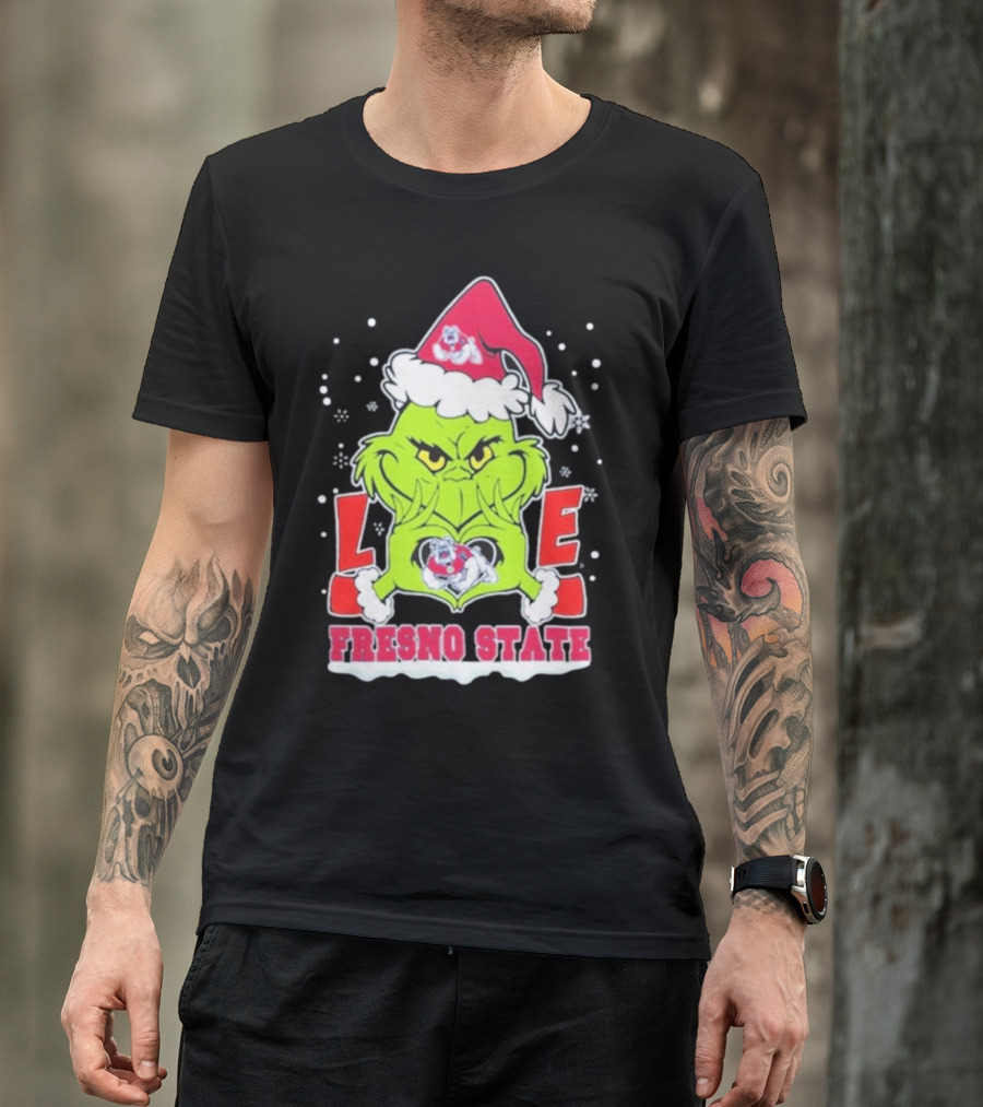 The Grinch Love Fresno State Bulldogs Christmas T-Shirt