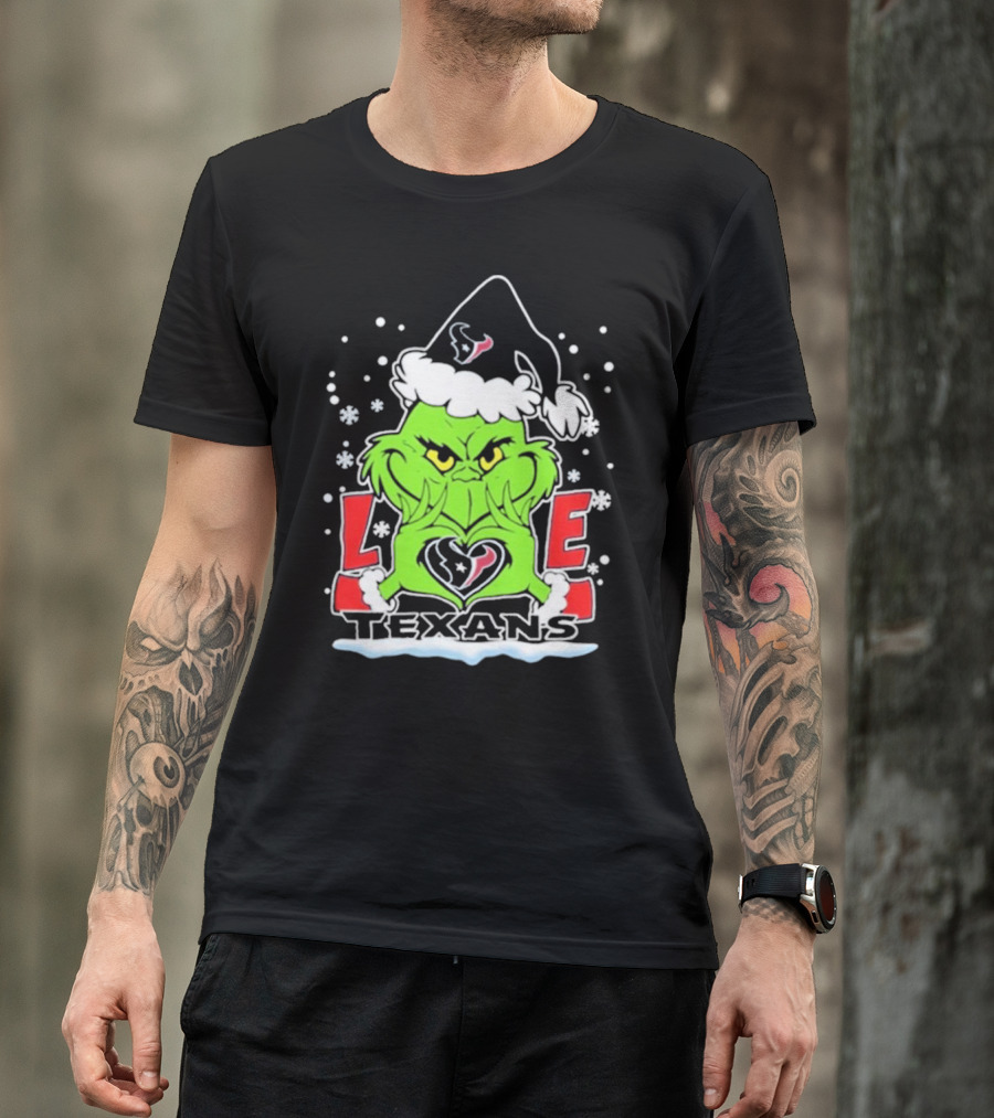 The Grinch Love Houston Texans Football Christmas T-Shirt