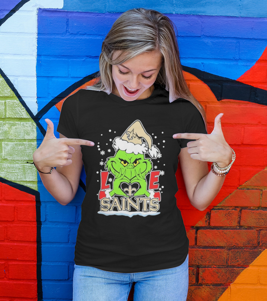 The Grinch Love New Orleans Saints Football Christmas T-Shirt