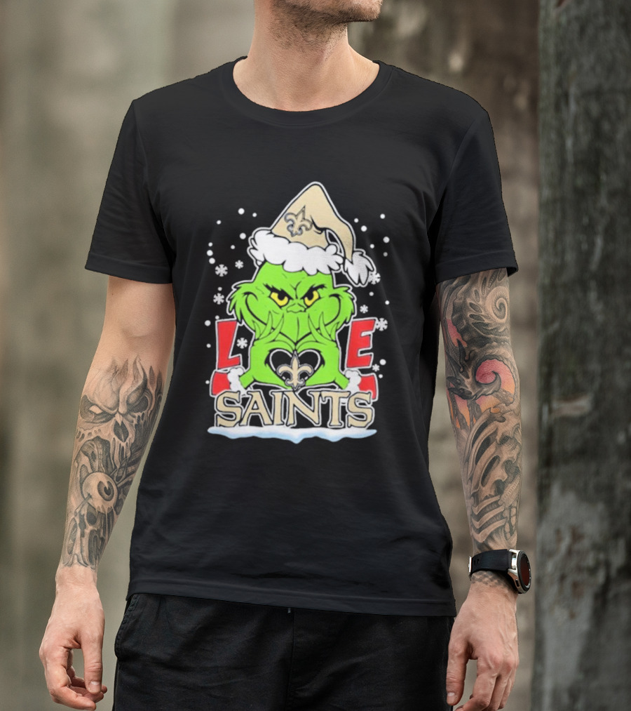 The Grinch Love New Orleans Saints Football Christmas T-Shirt